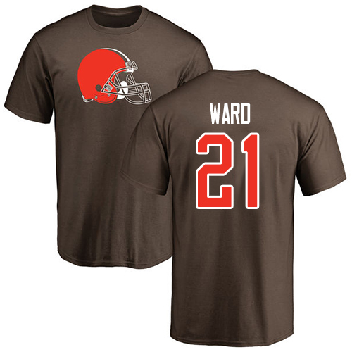 Men Cleveland Browns Denzel Ward Brown Jersey #21 NFL Football Name and Number Logo T Shirt->cleveland browns->NFL Jersey
